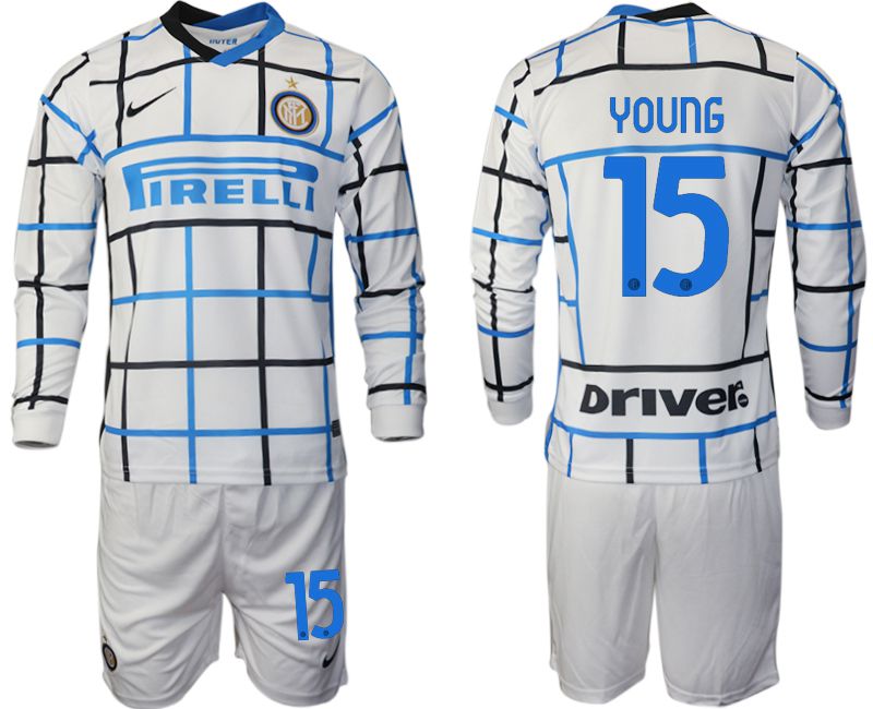 Men 2020-2021 club Inter milan away long sleeve #15 white Soccer Jerseys